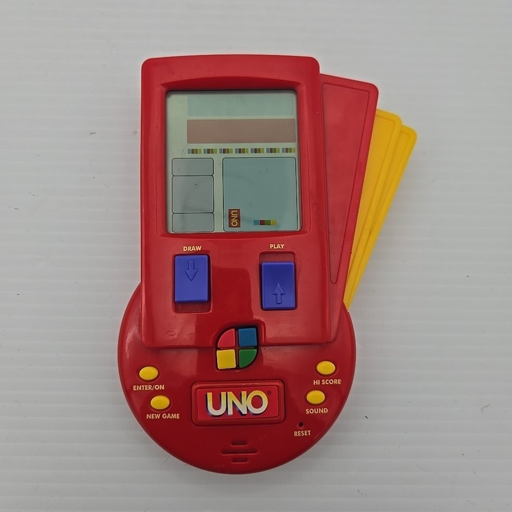 UNO‎ Electronic Handheld Card Game LCD Mattel Vintage 90s 1999 TESTED WORKS